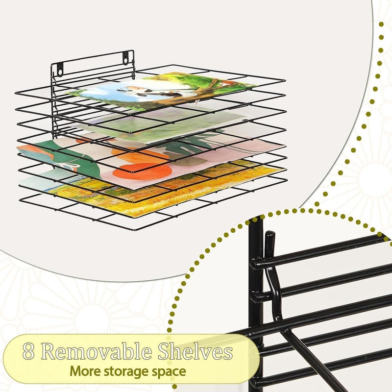 Lzttyee Art Drying Rack for Classroom Paint Drying Rack Small Art Drying Rack Wall Art Storage Rack with 8 Removable Shelves for Classrooms and Art Studios (Black, 8 Shelves) - Image 5